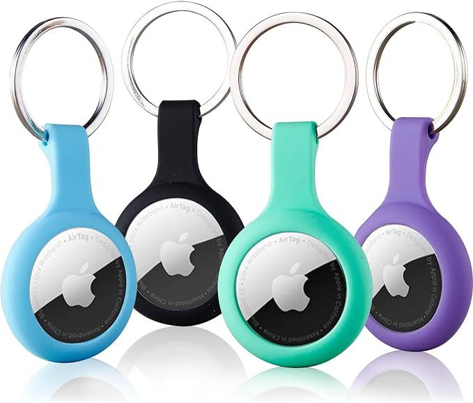 ThingsBag Airtags 4 Pack Holder Keychain, Silicone GPS Case Key Ring for Air Tags-4, Key Chain Ac... | Amazon (US)