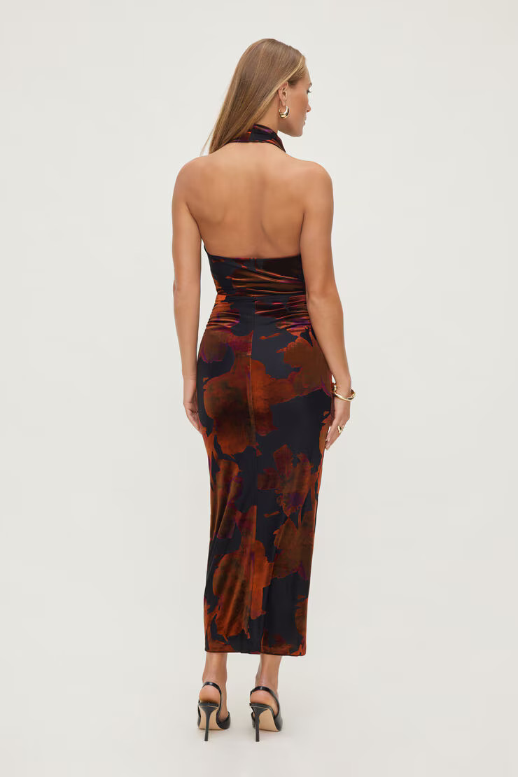 Burnout Halter Maxi Dress | Dynamite Clothing