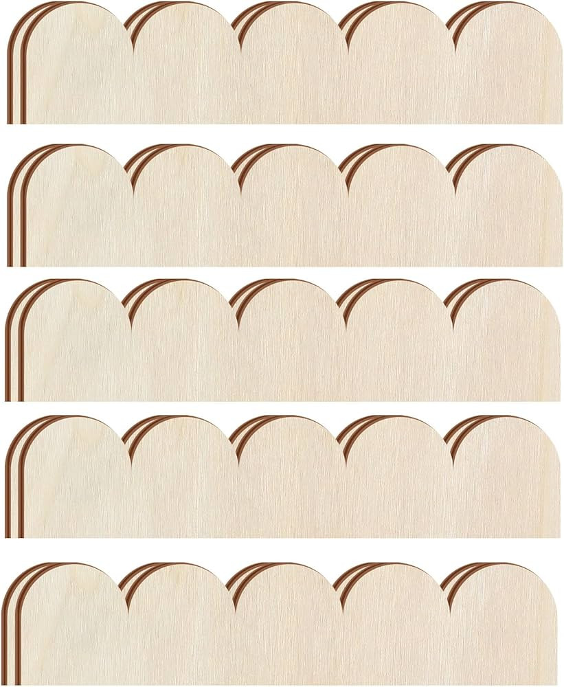 Threehoney 12 Pack Unfinished Scalloped Decorative Wood Trim Scalloped Edge Decorative Wood Moldi... | Amazon (US)
