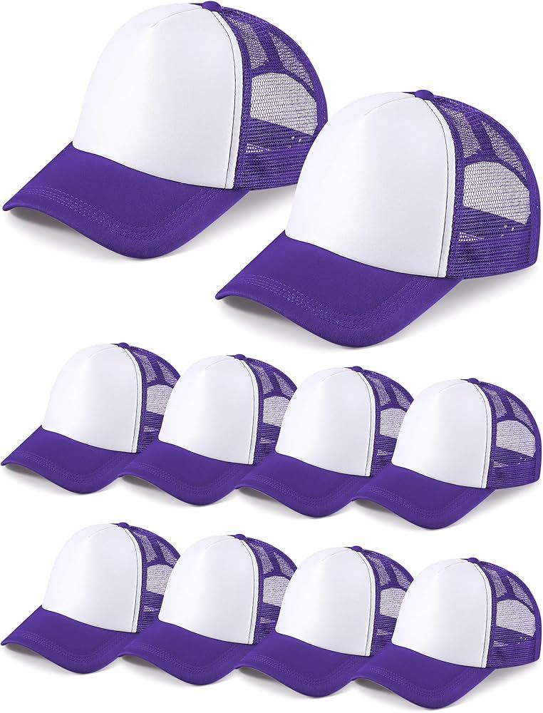 10 Pcs Sublimation Blank Trucker Hats Bulk Mesh Baseball Cap Polyester Mesh Trucker Hat for Men a... | Amazon (US)