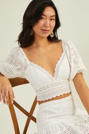 Katie Eyelet Top in White | Altar'd State | Altar'd State