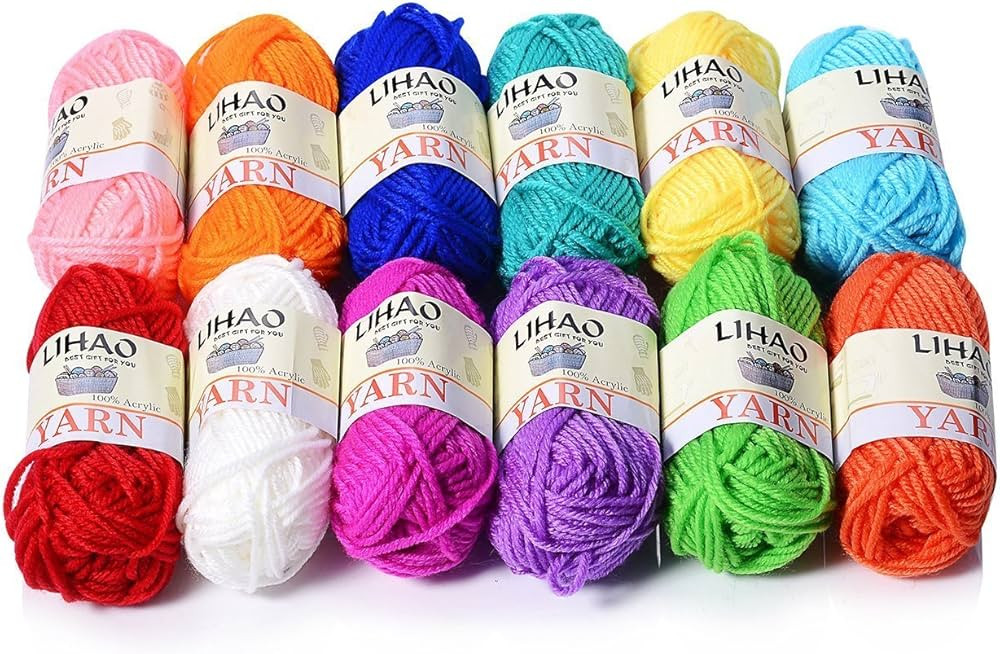 LIHAO 12 Skeins Mini Yarn for Knitting Crochet Craft - 100% Acrylic | Amazon (US)