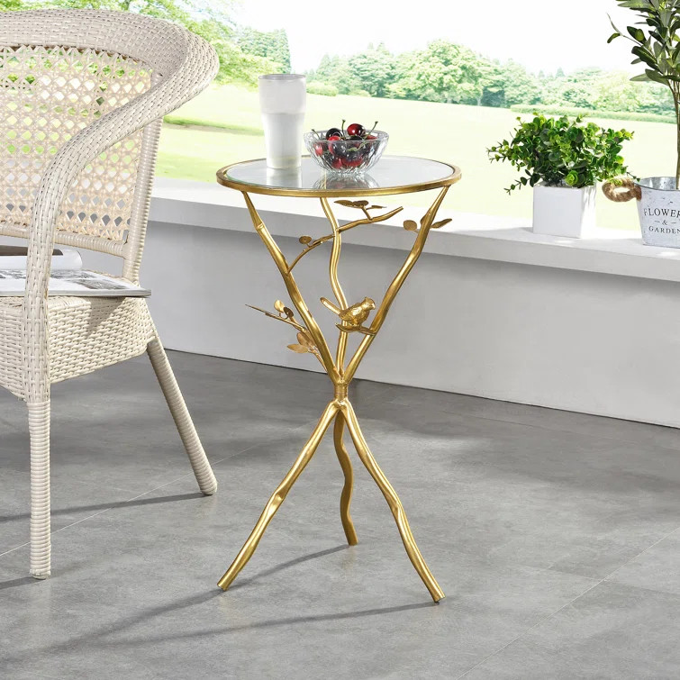 Potterville 24'' Tall Glass 3 Legs End Table | Wayfair North America