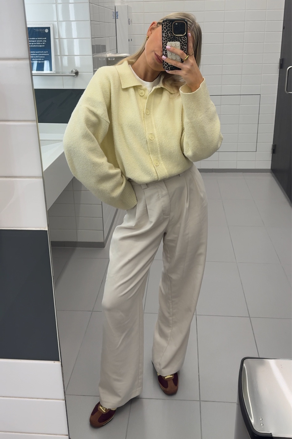 Office outfit inspiration. Business casual outfit. Yellow collared knit cardigan. 

#LTKireland #LTKworkwear #LTKspring