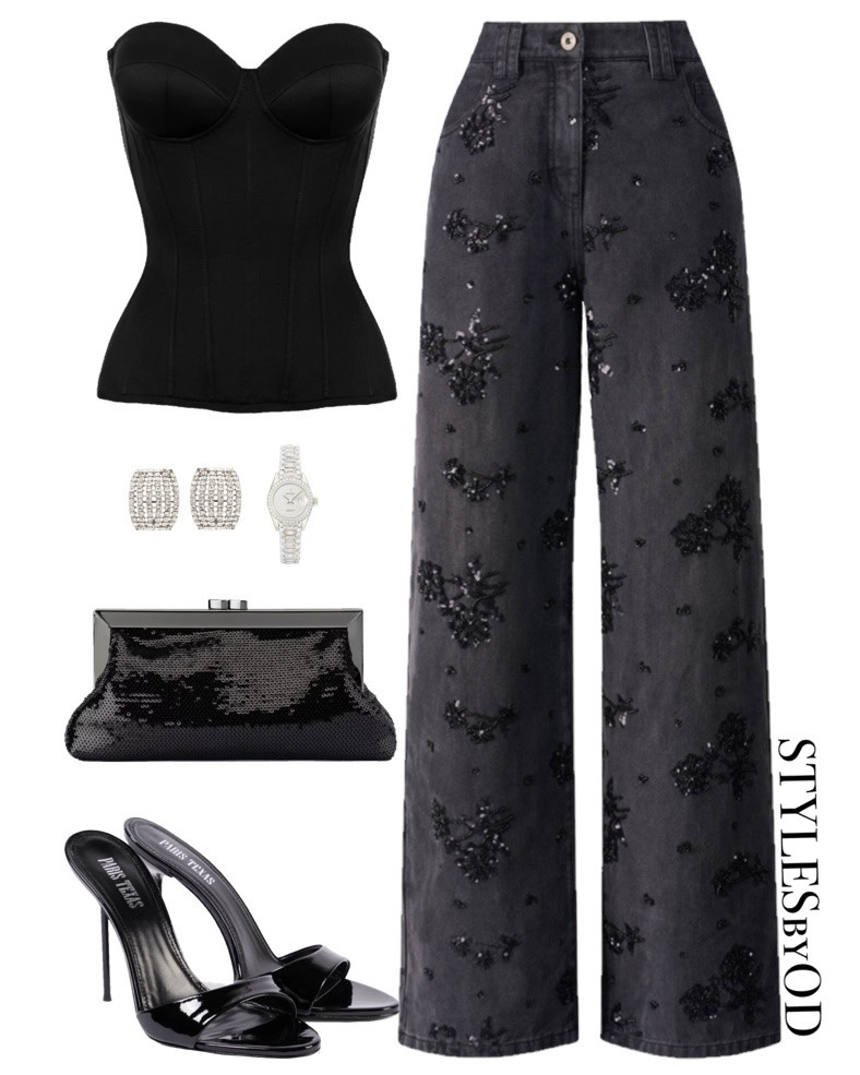NIGHT OUT READY✨

These @Fabrique jeans are the perfect black wide leg jeans for a street chic night out😍🖤 + these are sooo soft and fit perfectly👀

It’s giving elegant, trendy and sophisticated - wether for a date night dinner or a girls night out🥂

#ad #LTKfashion #streetstyle
summer date night outfit, sophisticed luxe aesthetic, black satin corset top, black wide leg denim with sequins, black sequin clutch

#LTKstyletip #LTKdatenight #LTKluxury #LTKsummer #LTKpartywear