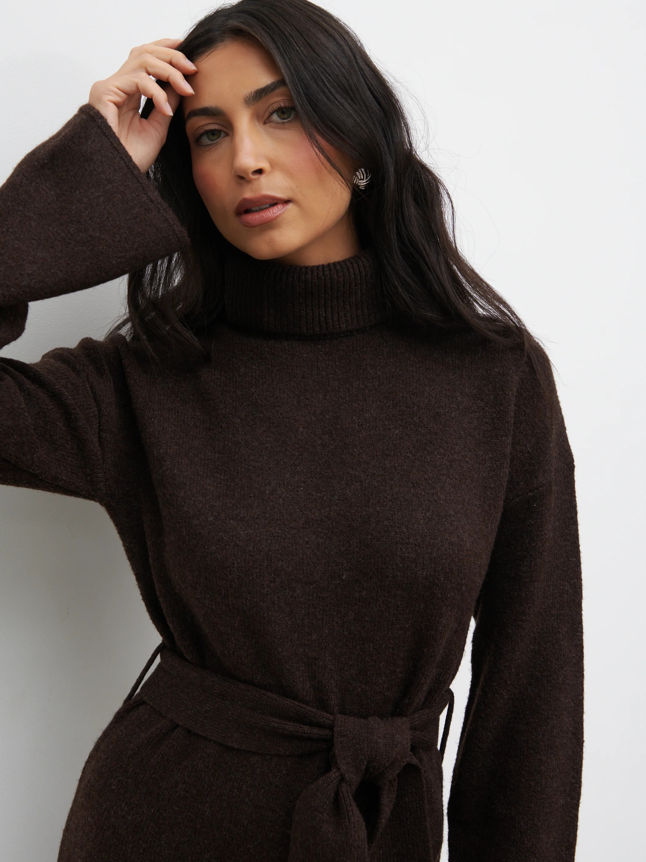 Wrenley Midaxi Knit Dress - Chocolate | Pretty Lavish (UK)