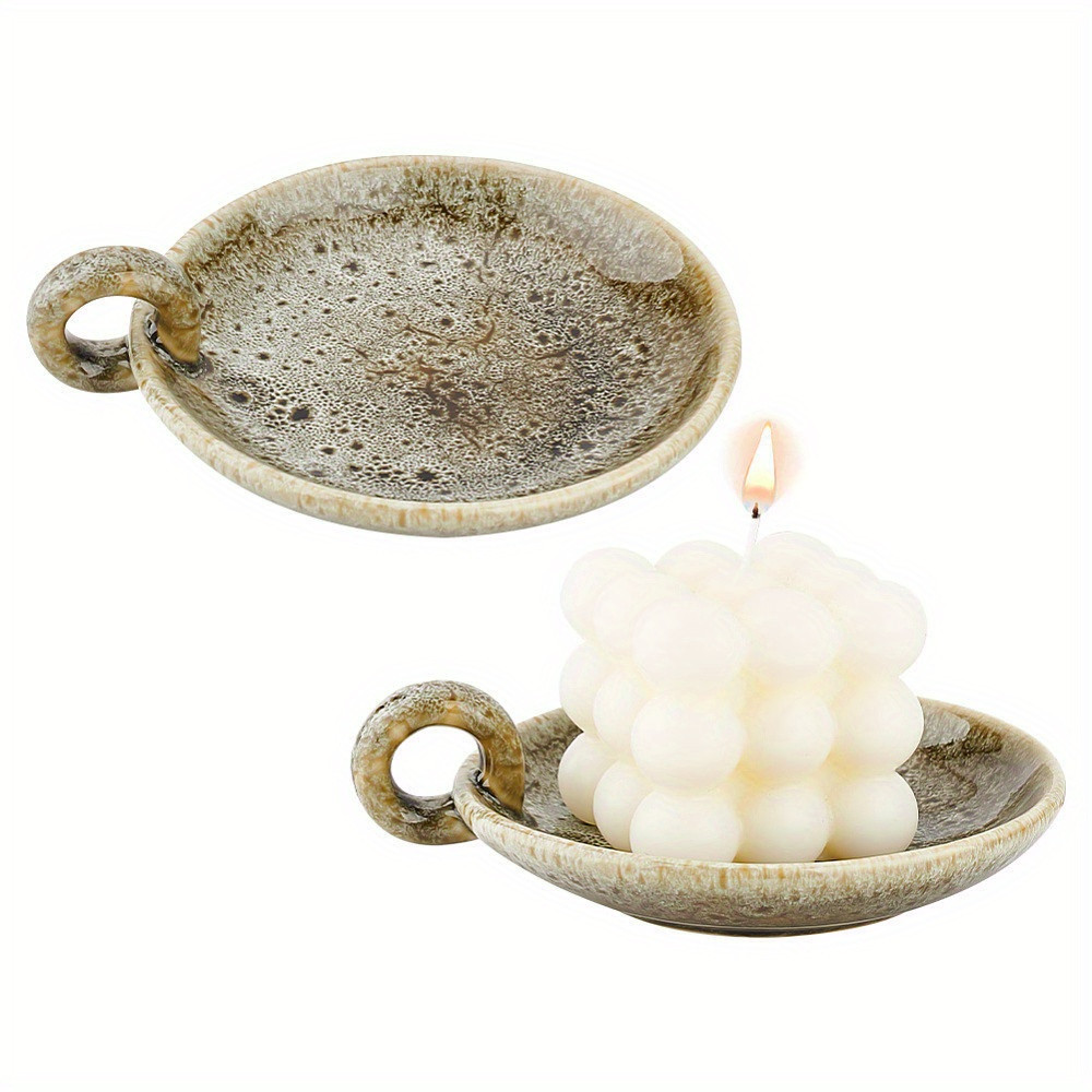 Porcelain Candle Holders Handle Flat Round Dark Olive Green - Temu Canada | Temu Affiliate Program