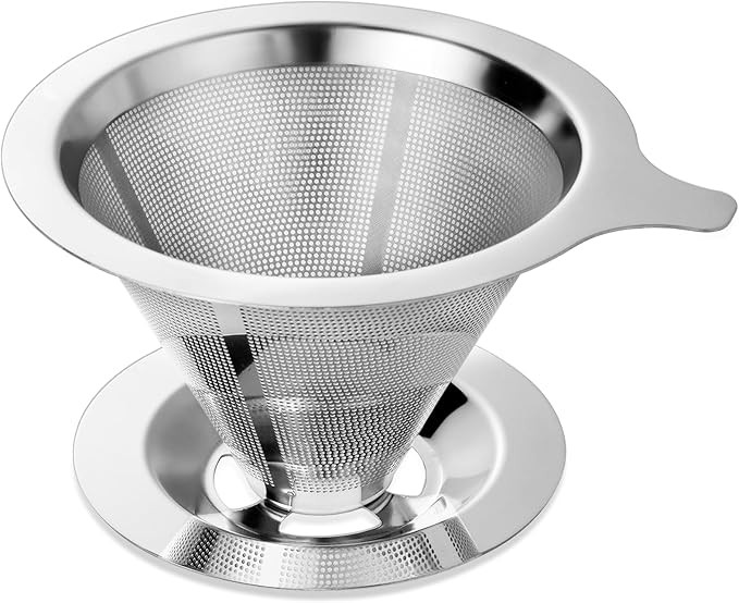 Upgraded Pour Over Coffee Filter, Coffee Dripper, Paperless Mess Stainless Steel Coffee Filter, M... | Amazon (US)