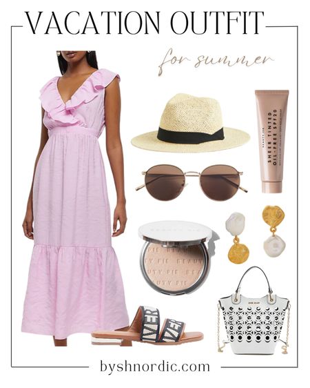Chic vacation outfit: purple midi dress, neutral sandals, beach hat, and sunglasses!

#summerstyle #ukfashion #outfitidea #beautypicks

#LTKSeasonal #LTKstyletip #LTKFind