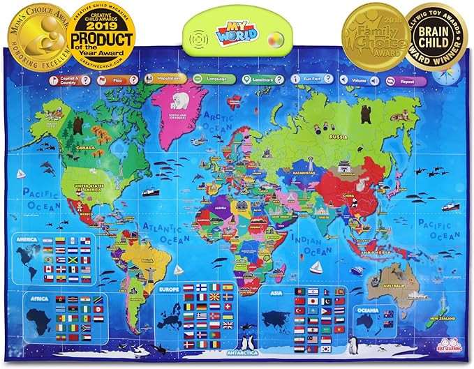 BEST LEARNING i-Poster My World Interactive Map - Educational Talking Toy for Children of Ages 5 ... | Amazon (US)