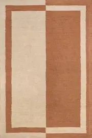 Gino Two-Tone Bordered Wool Rug | Rust | Rugs USA