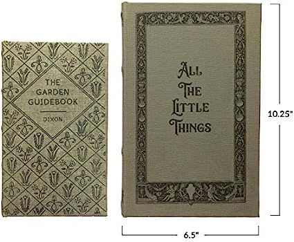 Creative Co-Op MDF & Canvas Book, Set of 2 All The Little Things Storage Box, Natural, 2 | Amazon (US)