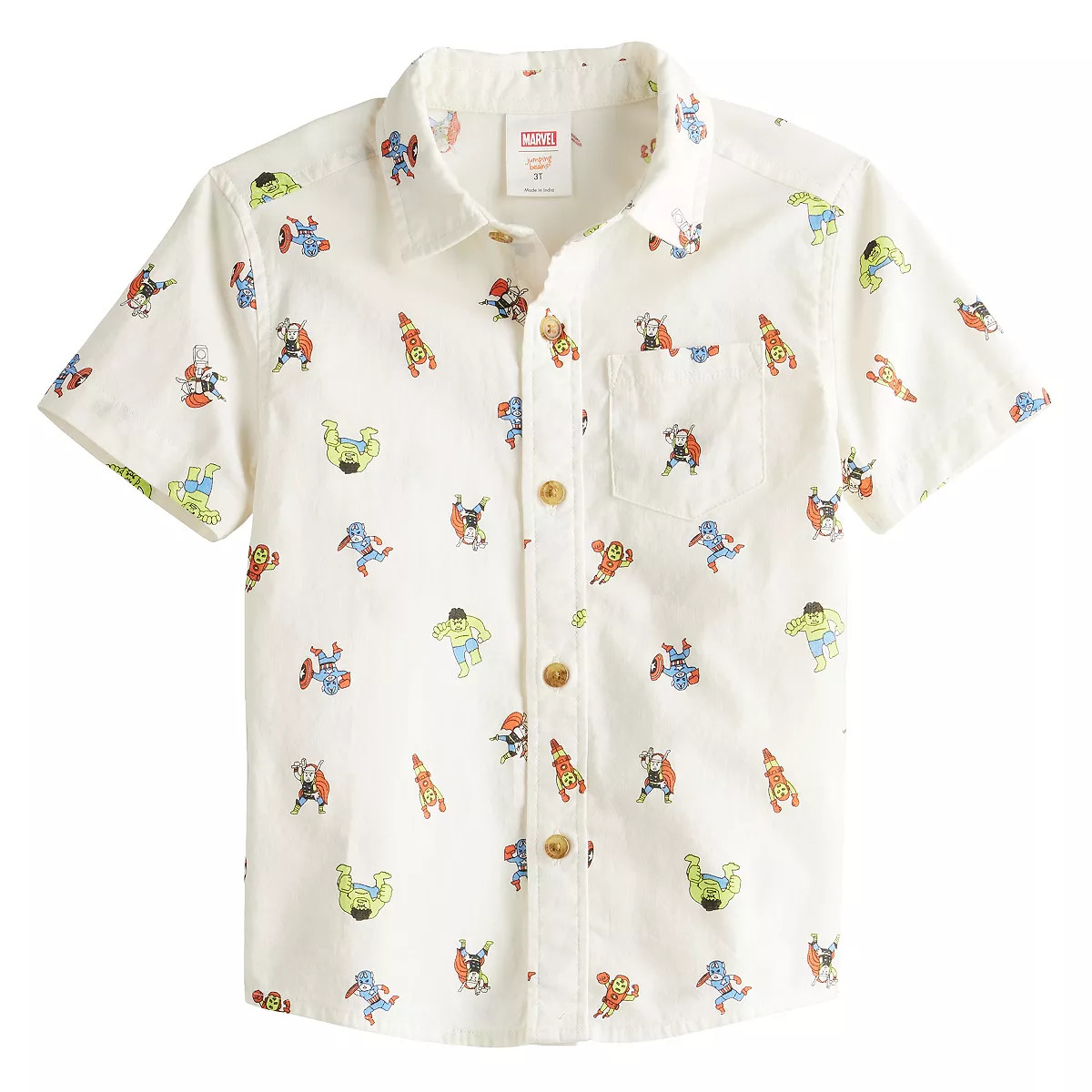 Boys 4-8 Jumping Beans® Marvel Avengers Short Sleeve Button Front Shirt | Kohl's