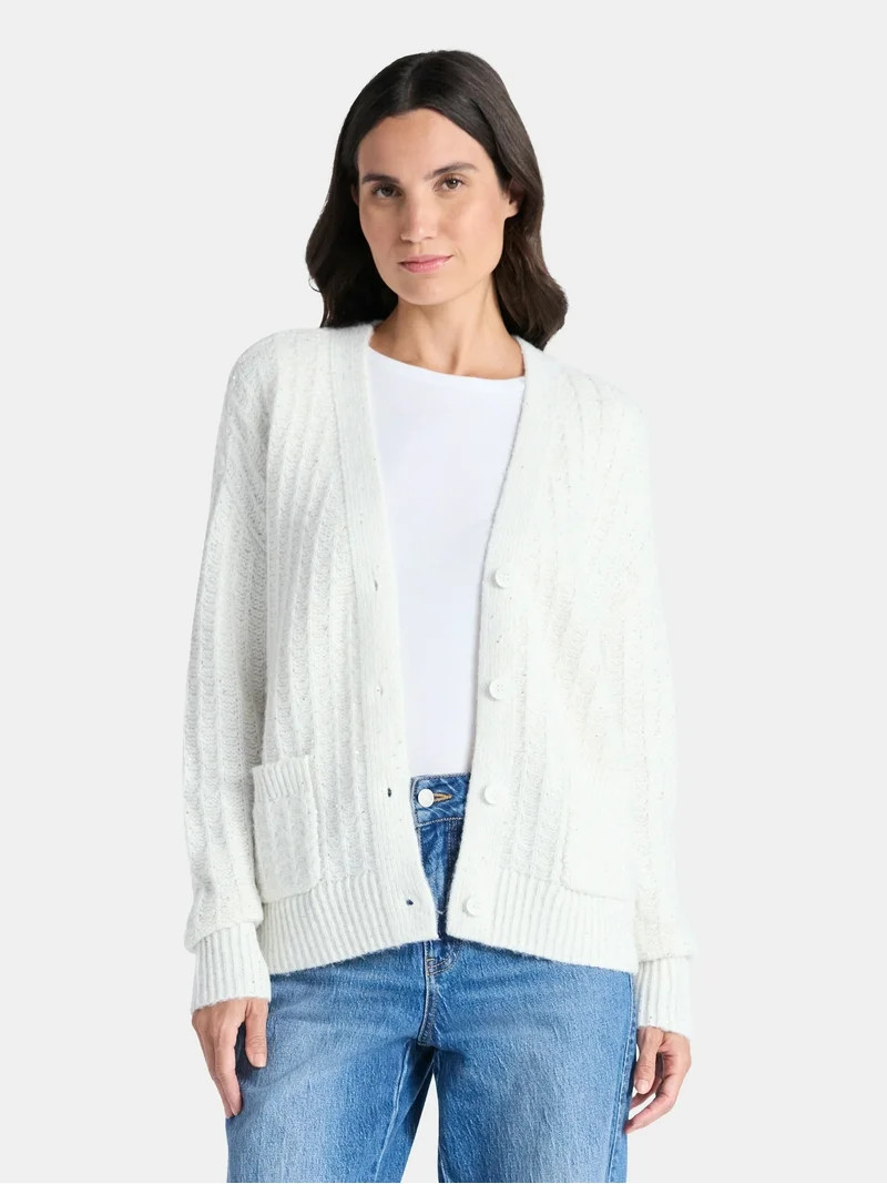 Time and Tru Women's Sequin Cardigan Sweater, Midweight, Sizes XS-XXXL | Walmart (US)