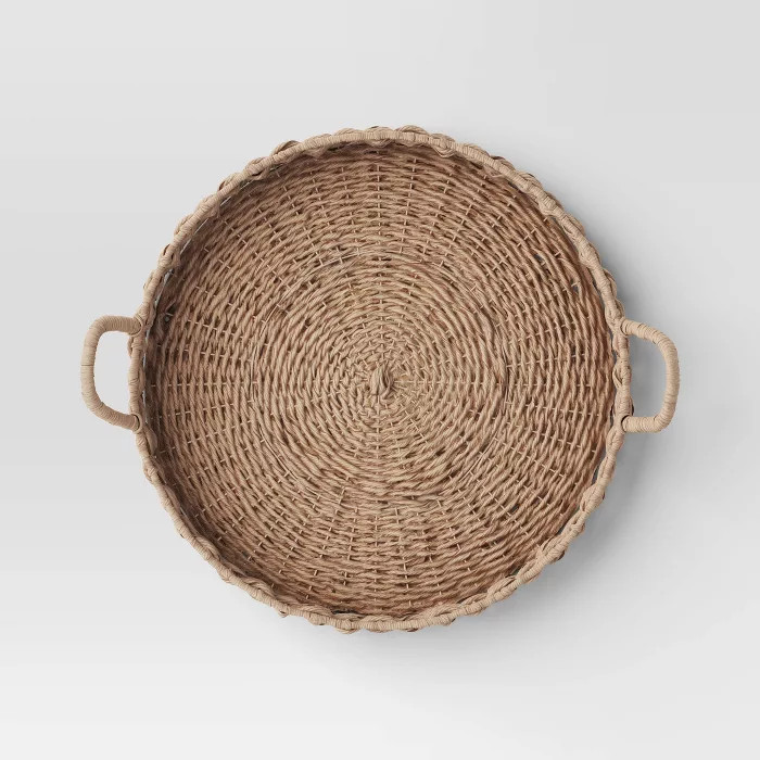 Manmade Rattan with Wrapped Ear Handles Tray Natural - Threshold™ designed with Studio McGee | Target