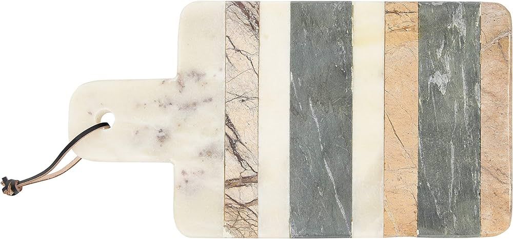 Bloomingville Marble Cheese and Cutting Board with Stripes and Leather Tie, Multicolor | Amazon (US)
