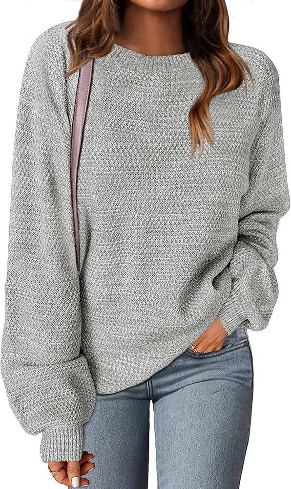 MEROKEETY Women's 2024 Fall Winter Oversized Pullover Sweater Trendy Crew Neck Long Sleeve Heathe... | Amazon (US)