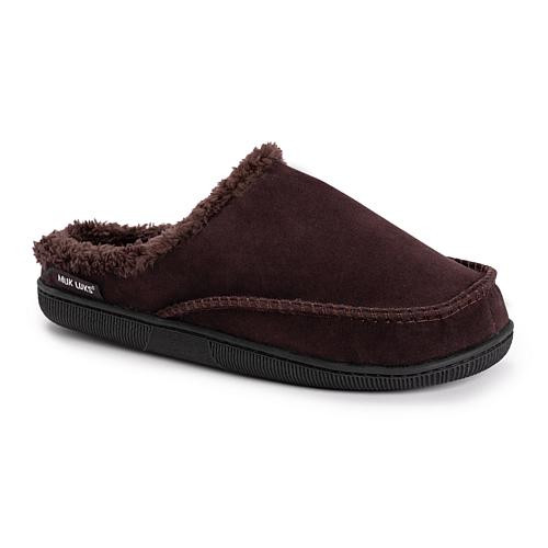 MUK LUKS Men's Faux Suede Clog Slippers - Brown | HSN