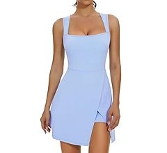 Fengbay Womens Tennis Dress Square Neck Sleeveless Athletic Dress Side Slit Flare Workout Dress | Amazon (US)