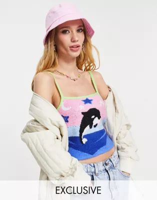 Reclaimed Vintage inspired knitted cami top with whale print | ASOS (Global)
