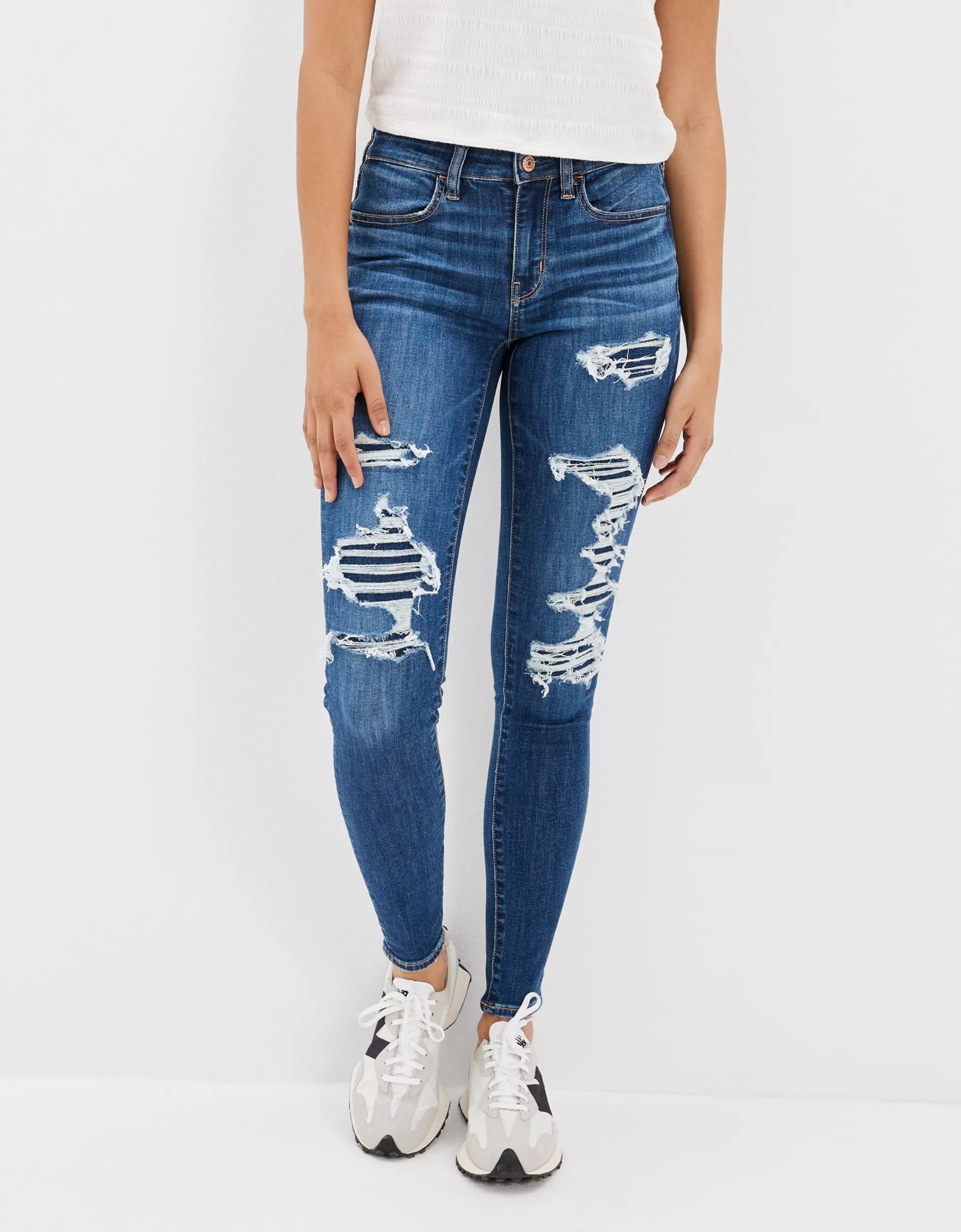 AE Ne(x)t Level Ripped Low-Rise Jegging | American Eagle Outfitters (US & CA)