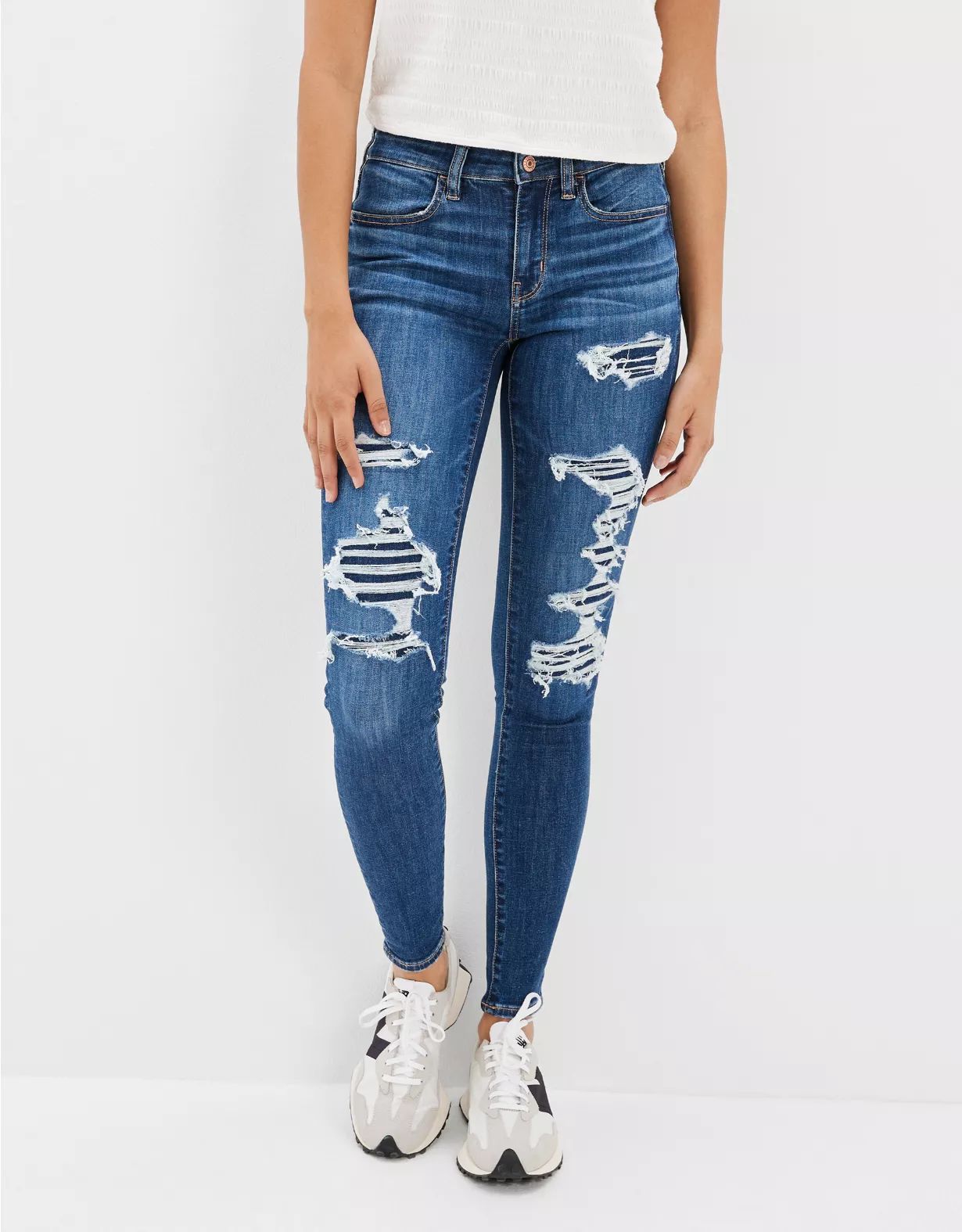 AE Ne(x)t Level Ripped Low-Rise Jegging | American Eagle Outfitters (US & CA)