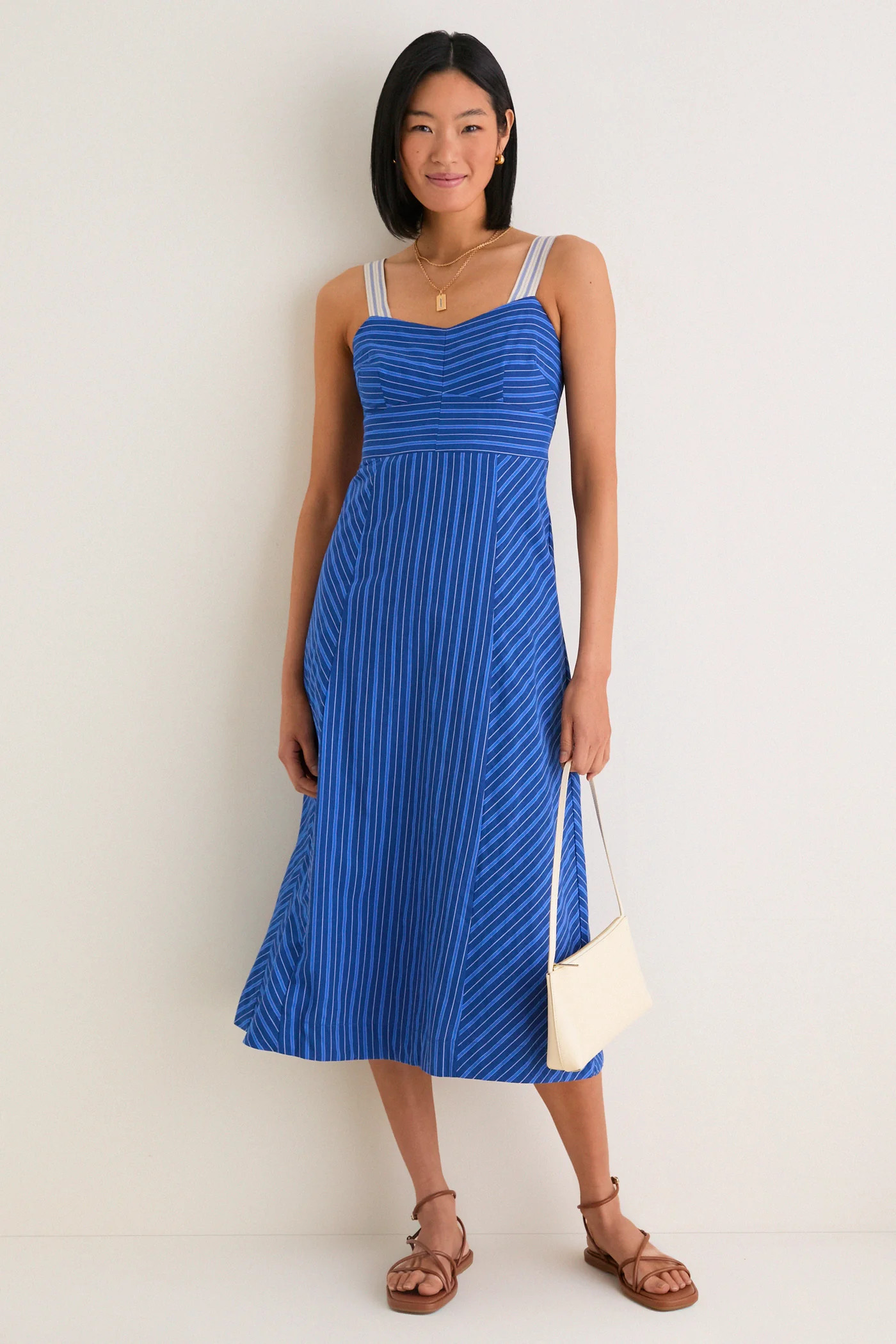 Blue Gail Stripe Work Midi Dress | Tuckernuck (US)