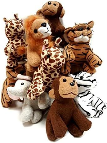 Playscene Suede Jungle / Zoo Animals, Assorted Suede Plush Jungle Animals (12 Piece Set) | Amazon (US)