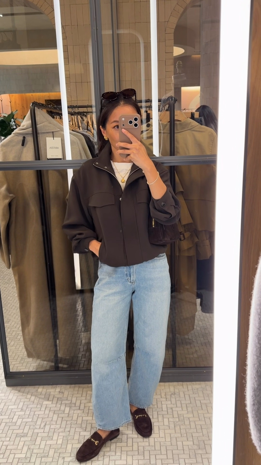 Size info below! 
• Aritzia Oculus jacket 2XS 
• Citizens of Humanity Miro jeans 24 petite in "Ritual" waist runs big length is great, high rise. I linked another good petite barrel jean that is more rigid and low rise 
• lululemon cropped t-shirt xxs, linked another one I love that isn’t cropped 
• Sam Edelman loafers TTS in cafe noir 
• Madewell zip shoulder bag & sunglasses 

Fall jackets, petite friendly jeans, fall outfit ideas

#LTKPetite #LTKSeasonal #LTKootd