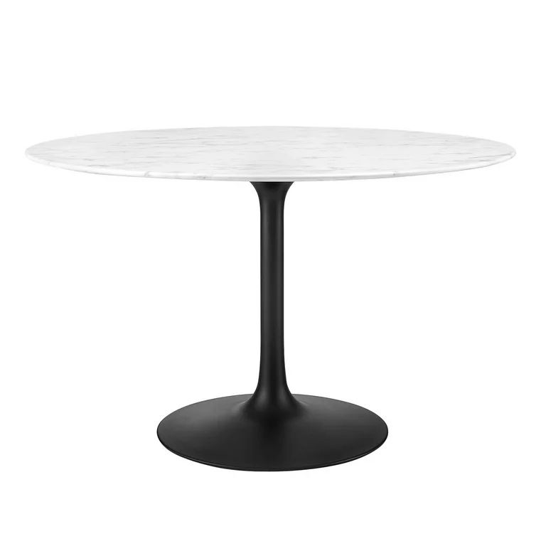 Modway Lippa 48" Round Artificial Marble Dining Table in Black White | Walmart (US)