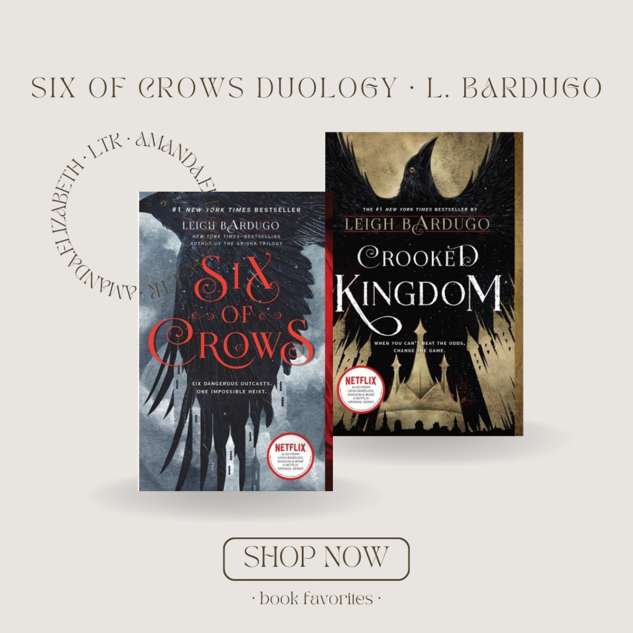 book favorites • six of crows duology by Leigh Bardugo 

"Game of Thrones" meets "Ocean's Eleven" in this book set in the world of the Grisha by the author of the acclaimed, "New York Times"-bestselling Grisha Trilogy.

#LTKhome #LTKfindsunder50