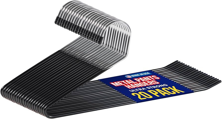 Metal Pants Hanger Set - 20 Pieces Elegant Non-Slip Closet Space Saving Hanger Set for Pants, Tro... | Amazon (US)