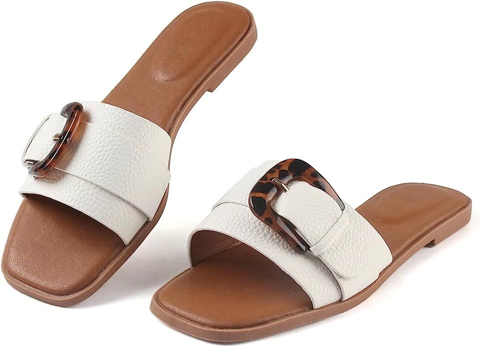MUSSHOE Womens Sandals Slip on Cross Knot Sandals for Women Dressy Summer | Amazon (US)
