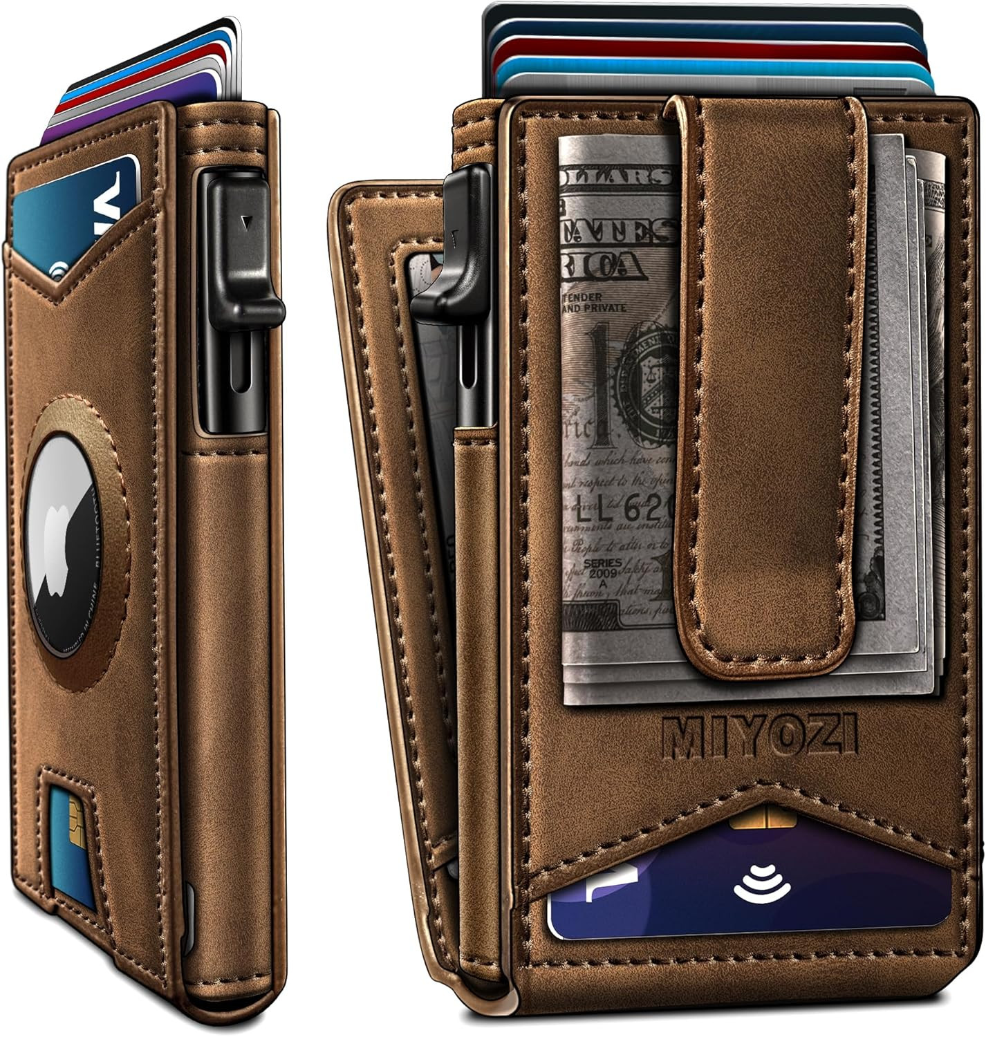 Airtag Wallet Mens Wallet with Money Clip Gift Boxed,Slim Front Pocket Wallet RFID Blocking Pop-u... | Amazon (US)