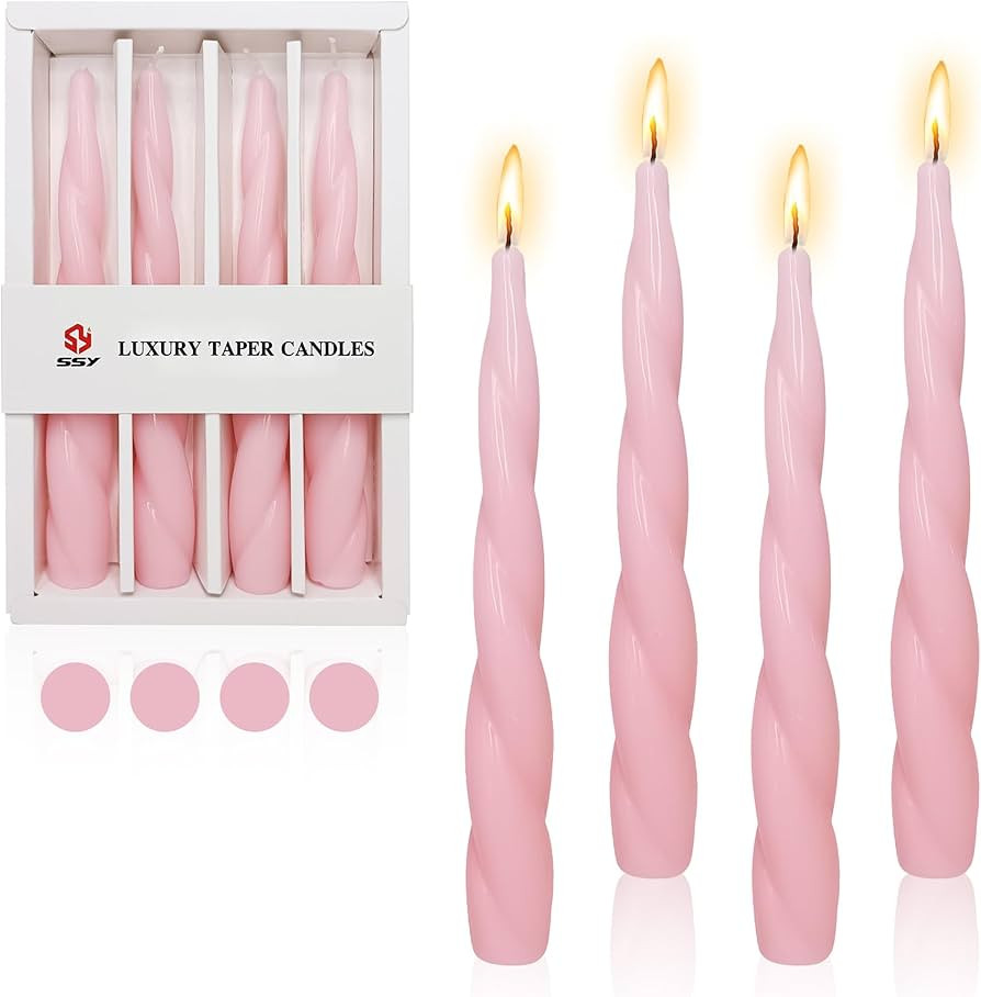 Spiral Taper Candle Short Candlesticks,Gedengni 4pcs Pink Tapered Candle Blend Twist Candles Wavy... | Amazon (US)
