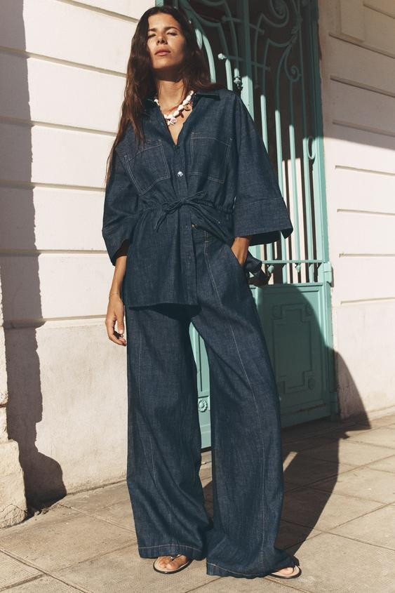 LINEN SHIRT WITH DRAWSTRING WAIST | Zara UK