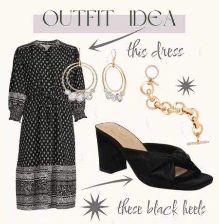 If you were looking for the perfect fall dress – – this black and white dress is so flattering. Love it with these high heeled black mules and classic jewelry.￼

#LTKstyletip #LTKunder50