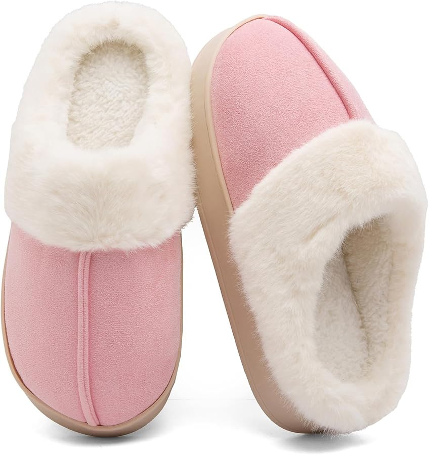 Women's Fuzzy Memory Foam Slippers Comfy Soft Winter Slip On House Slippers Bedroom Shoes with Wa... | Amazon (US)