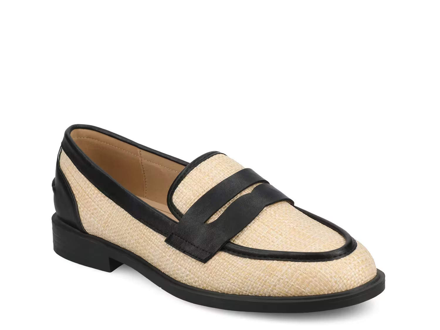 Journee Brooks Loafer | Women's | Black/Beige Raffia | Size 11 | Loafers | DSW