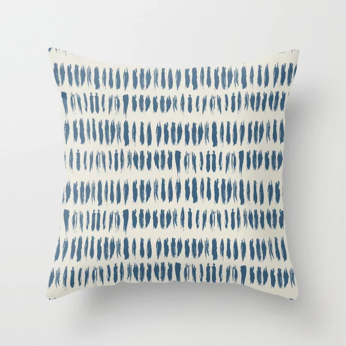 Blue & Linen White Bold Grunge Vertical Stripe Dash Line Pattern Pairs To 2020 Color of the Year ... | Society6
