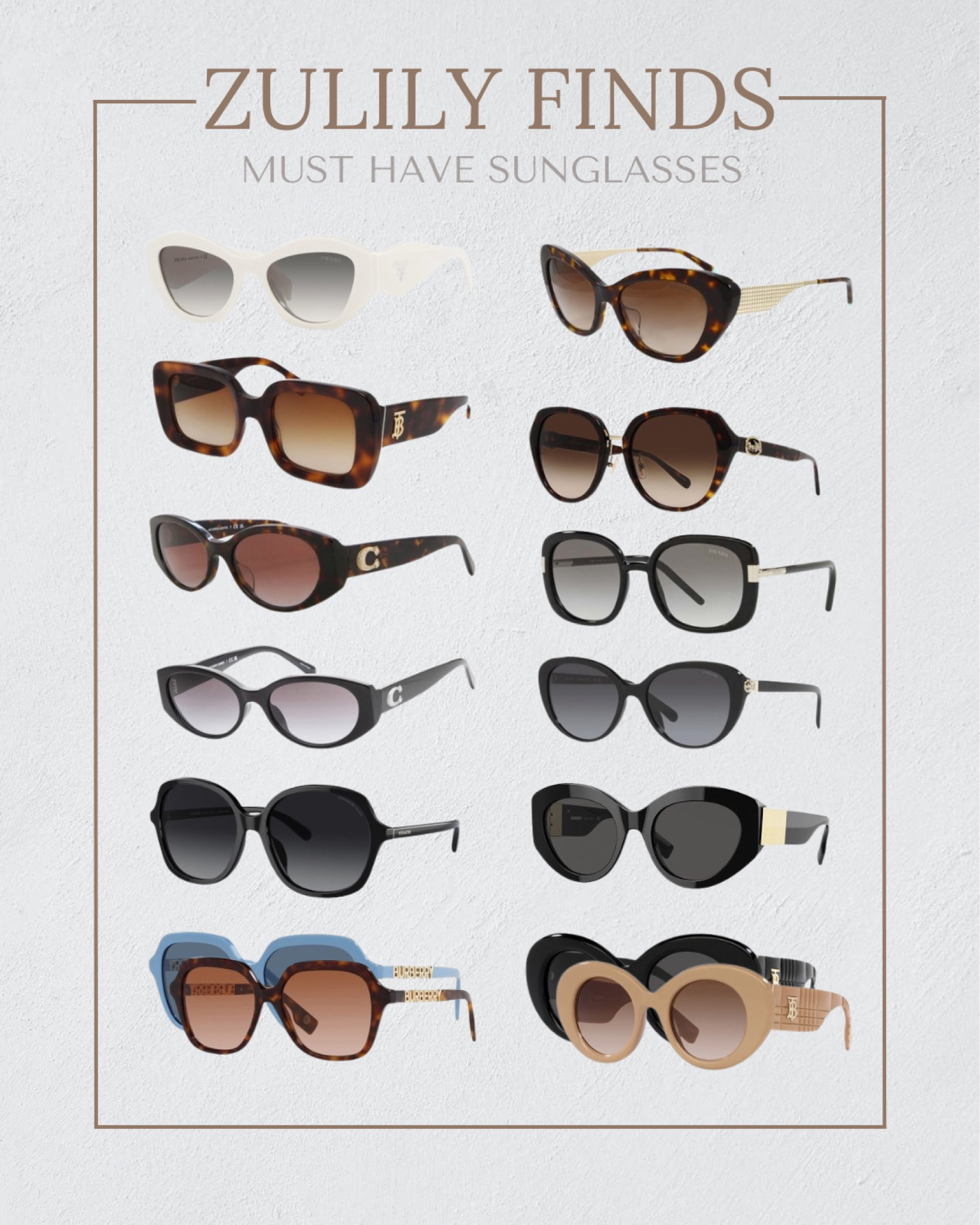 Check out these must have sunglasses that are currently on sale on Zulily.com. Click the link below to shop. Follow me @vit.amina.h for more! ✨

Sunglasses sale, Prada sunglasses, Coach sunglasses, Tiffany & Co sunglasses, Burberry sunglasses, sunglasses style, Zulily finds, Zulily sunglasses, Zulily sunglasses sale, Sunglass finds, Sunglass sale, Prada, Coach, Zulily, Burberry, Tiffany & Co.

#LTKFind #LTKstyletip #LTKSale