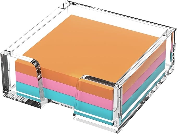 Beego Modern Elegant Crystal Clear Acrylic Sticky Note Holder Organizer - 3x3 in Square Notepad H... | Amazon (US)