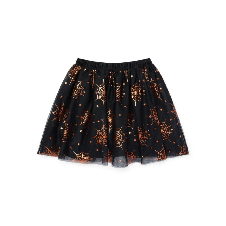 Wonder Nation Girls Embellished Halloween Spider Web Skirt, Sizes 4-18 | Walmart (US)