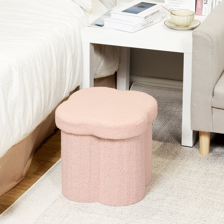 PINPLUS 12.6" Storage Ottoman,Toy Chest Box，Folding Footrest Stool Seat,Flower Shape,Sherpa Fab... | Walmart (US)