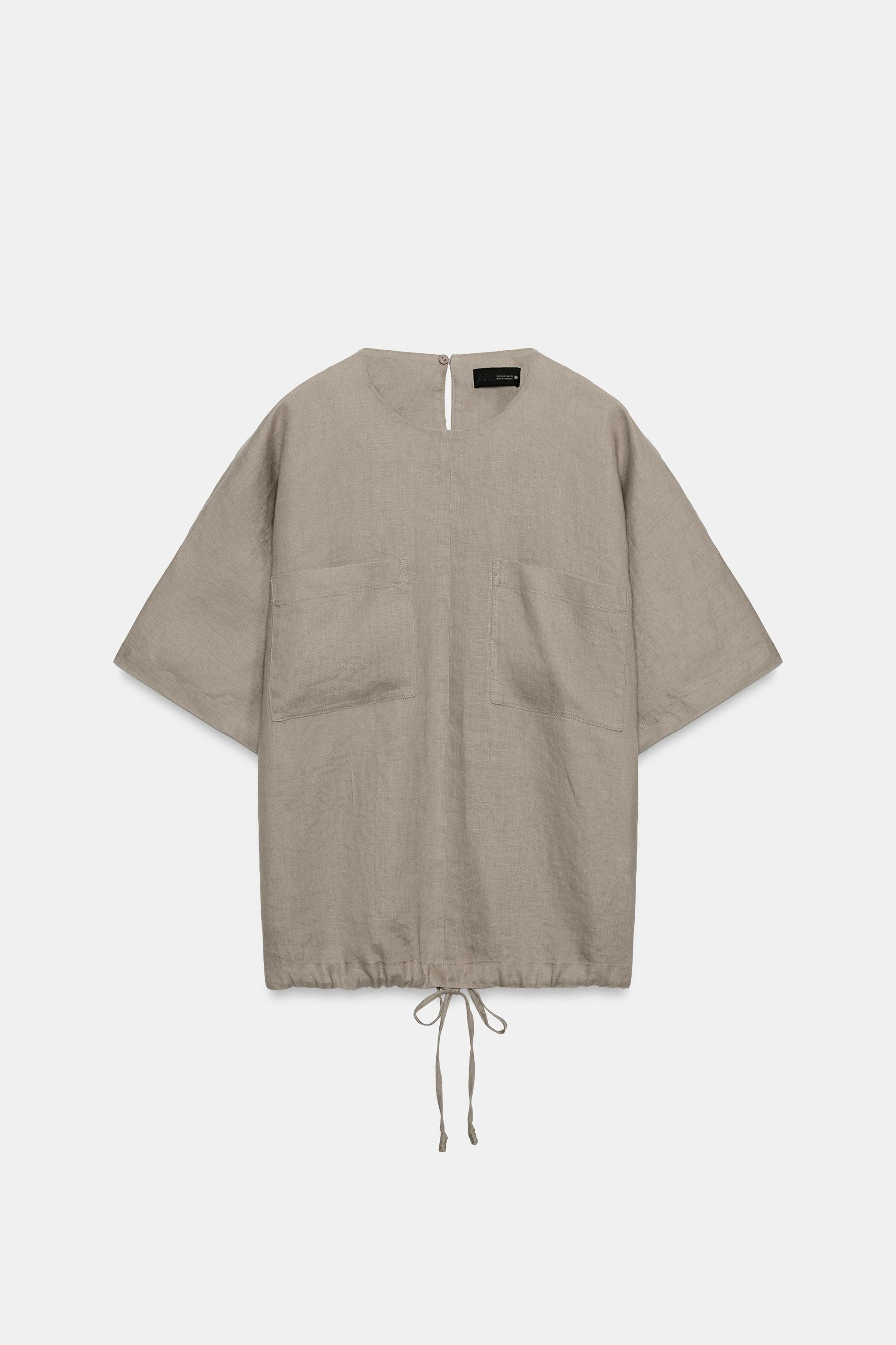 100% LINEN LACED TOP ZW COLLECTION | Zara US