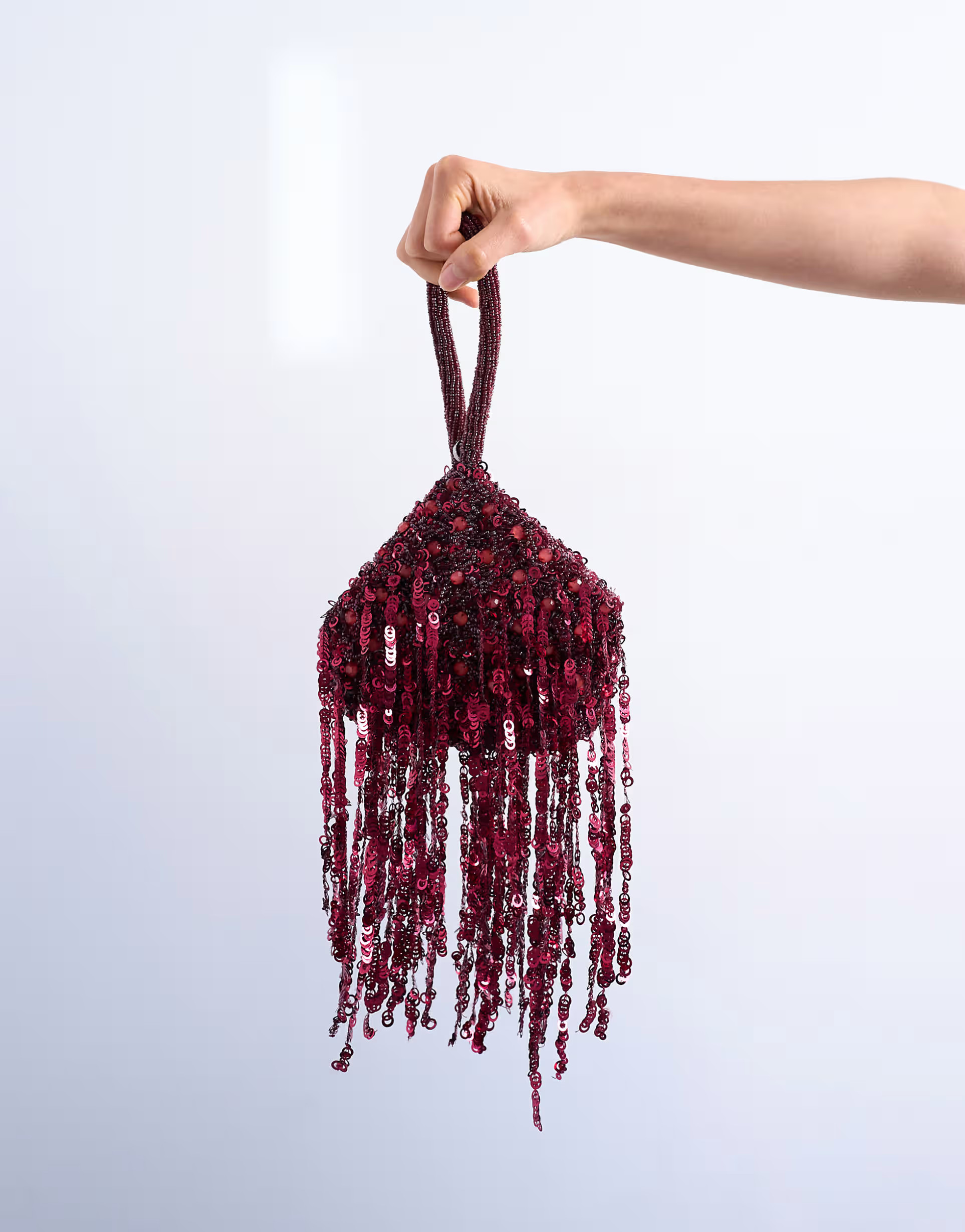 Topshop Giana sequin tassel purse in burgundy | ASOS | ASOS (Global)