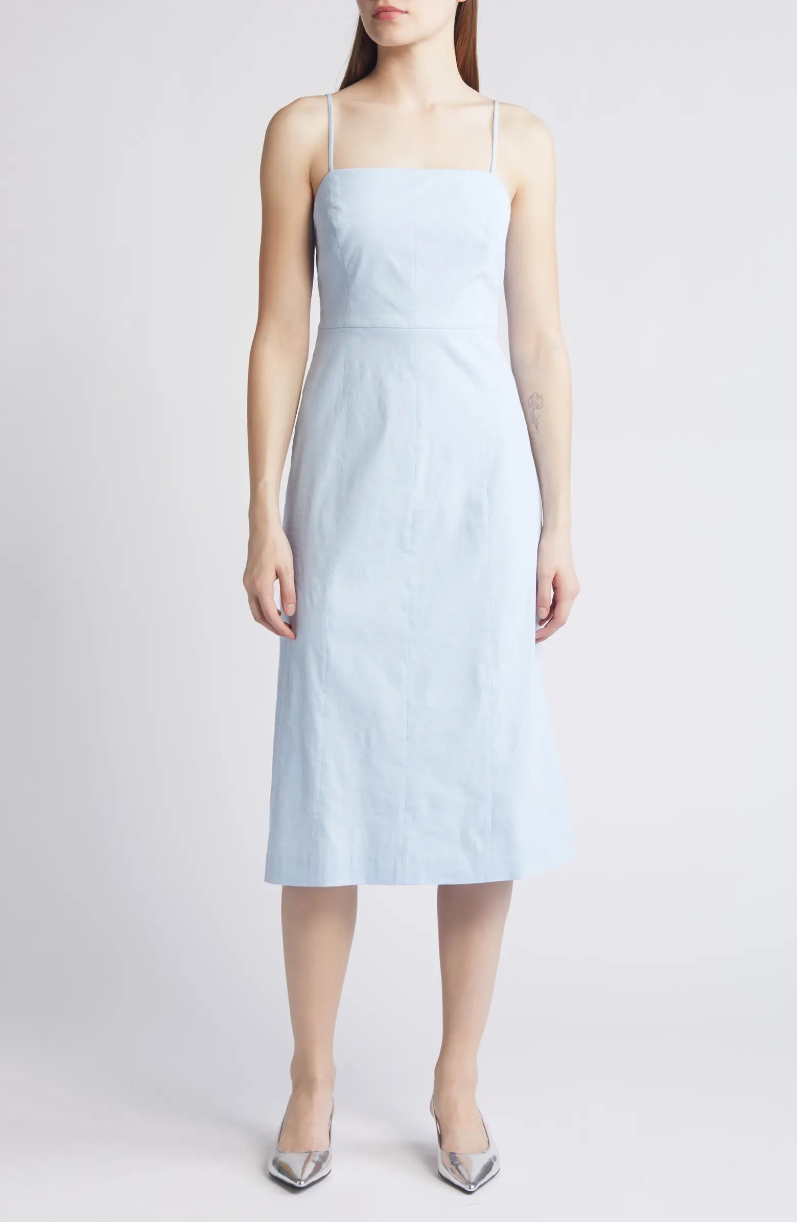 Theory Good Strappy A-Line Linen Blend Dress | Nordstrom | Nordstrom