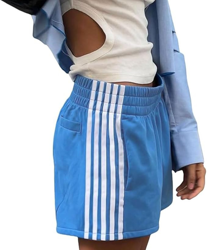 ABINGOO Women Athletic Sweat Shorts Side-Striped Y2k Summer Elastic Waist Workout Loose Wide Leg ... | Amazon (US)