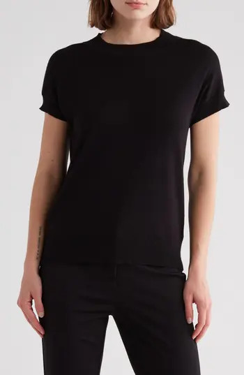 T Tahari Short Sleeve Crew Sweater in Black at Nordstrom Rack, Size X-Small | Nordstrom Rack