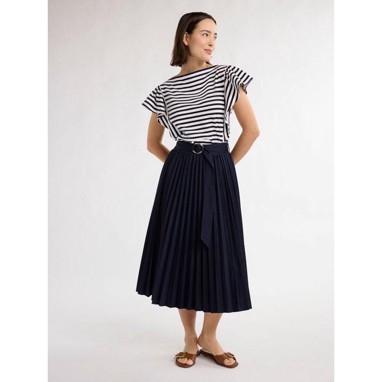 Free Assembly Women’s and Women's Plus Cotton Tee with Short Flutter Sleeves, Sizes XS-4X | Walmart (US)